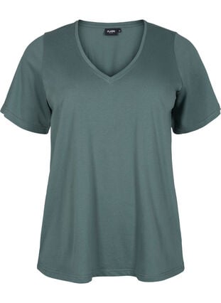 FLASH - T-shirt avec col en V, Balsam Green, Packshot image number 0