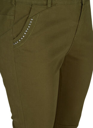 Denim capri broek met klinknagels, Green, Packshot image number 2