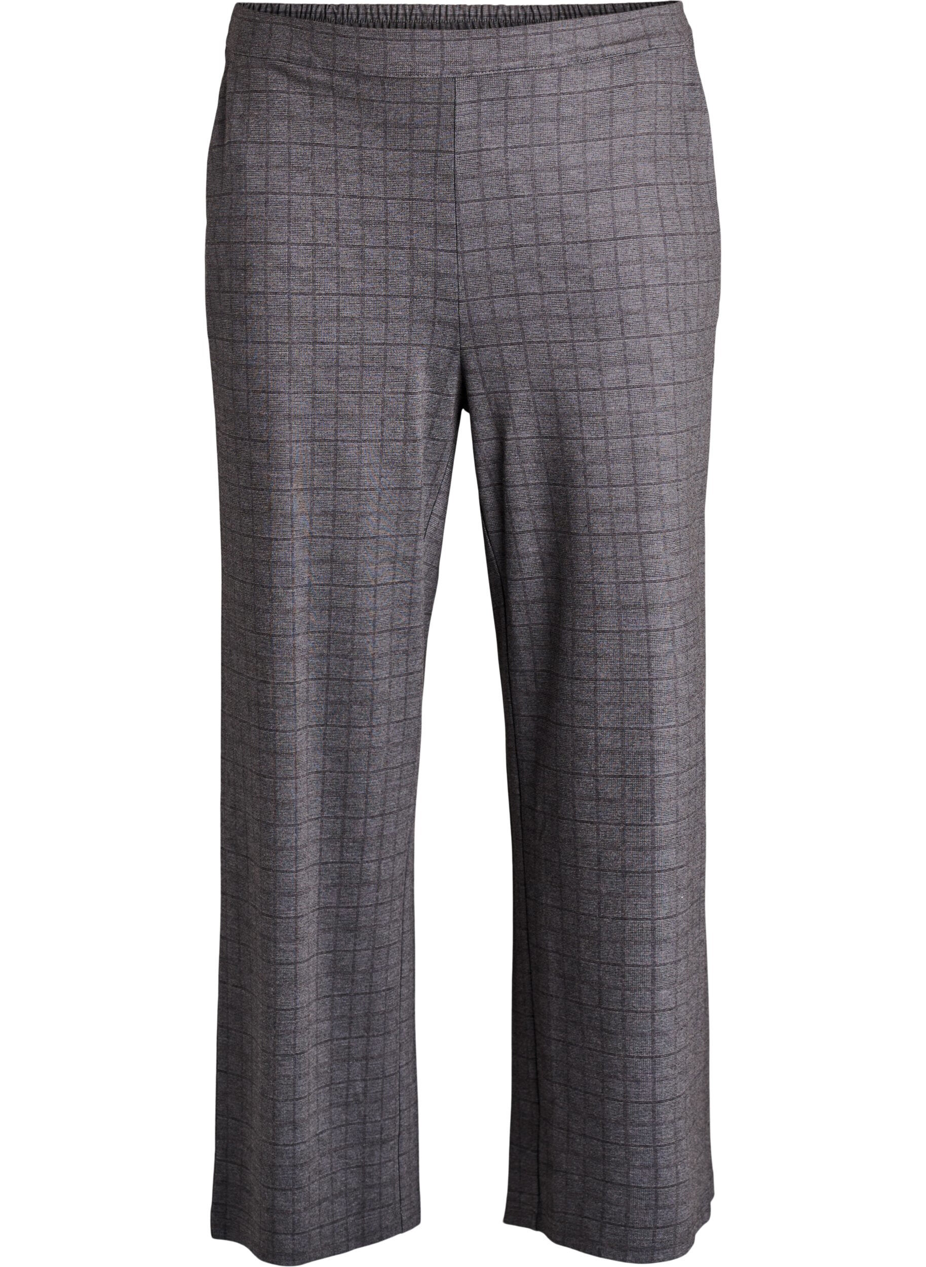 Gecropt geruite broek met wijde pijpen