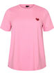 T-shirt met pailletten hart en kleurrijke achterprint, Roze, Packshot image number 0