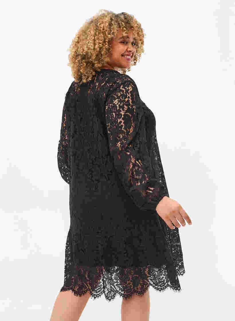 Kanten jurk met lange mouwen, Black, Model image number 1