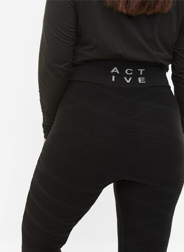 Collants d'entraînement sans coutures avec motif structuré, Black, Model image number 1