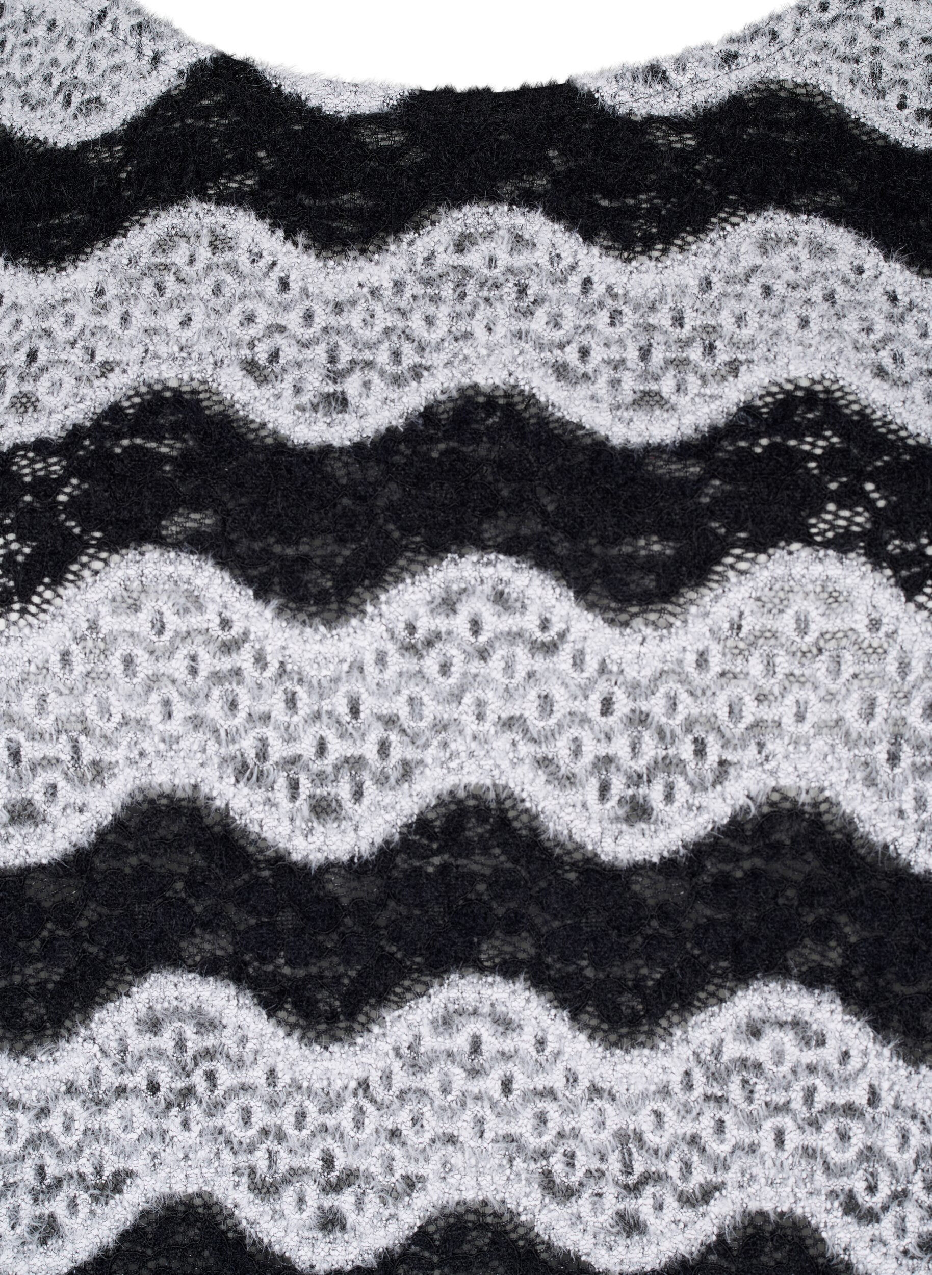 Zizzi Chemisier en tricot avec un motif de vague, Black Stripe, Packshot image number 2