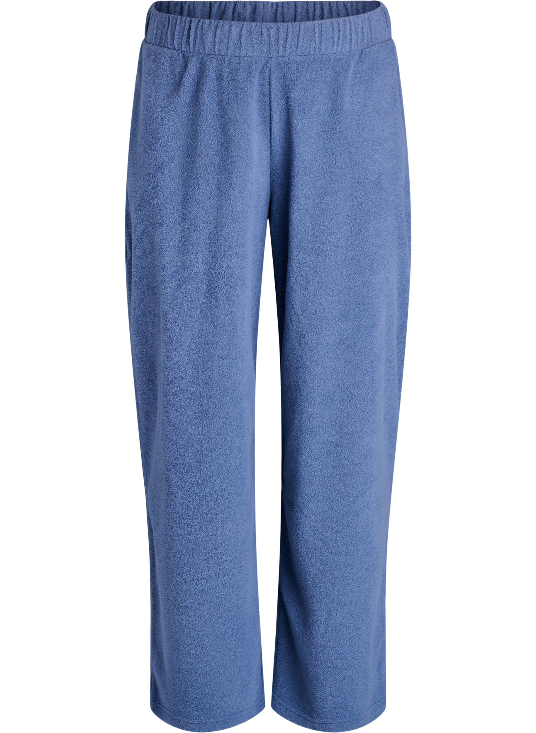 High-waist fleecetrousers met zakken