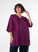 Glanzende tuniek met V-hals en 3/4 mouwen, Paars, Model image number 0