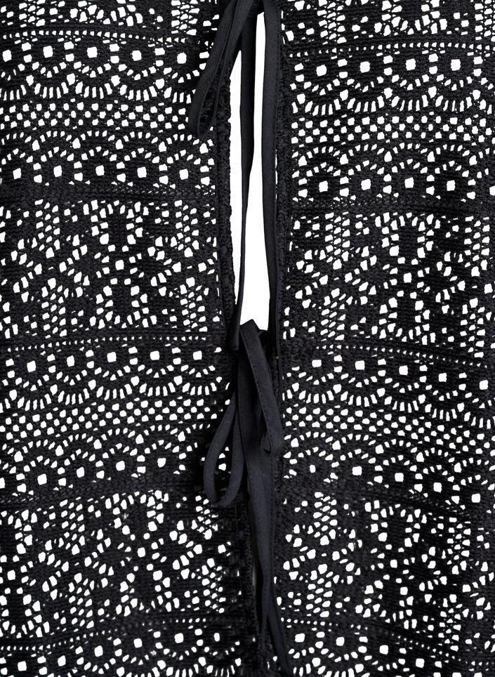 Cardigan avec motif ajouré et cordons de serrage, Noir, Packshot image number 2
