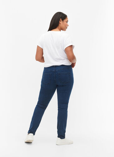 Jeans Sanna extra-slim à taille normale, Dark blue, Model image number 1