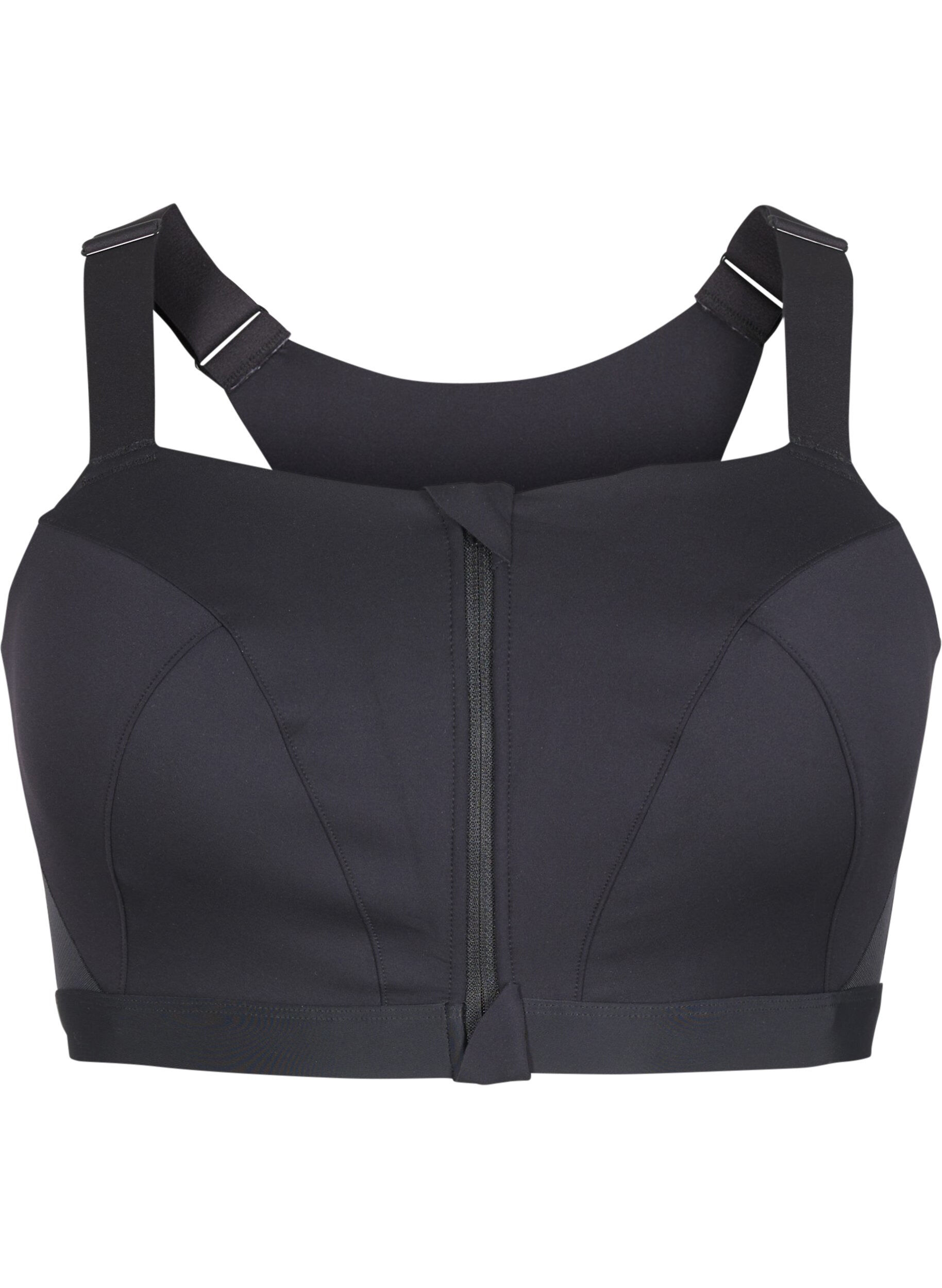 Zizzi Brassi&egrave;re de sport avec fermeture sur le devant et maintien &eacute;lev&eacute;, Noir, Packshot image number 0