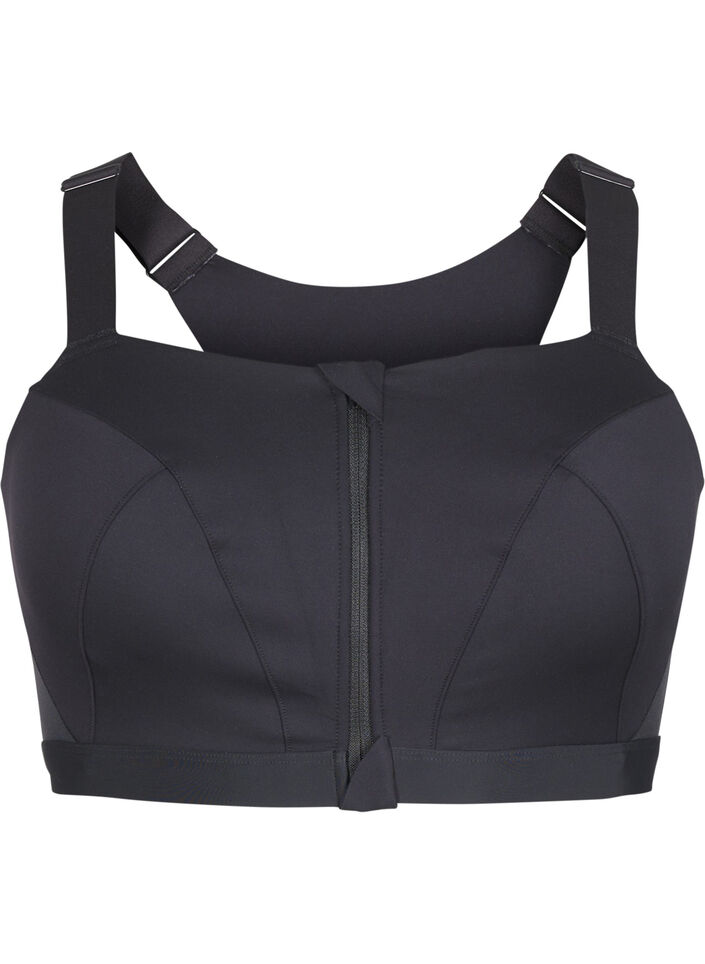 Brassi&egrave;re de sport avec fermeture sur le devant et maintien &eacute;lev&eacute;, Noir, Packshot image number 0
