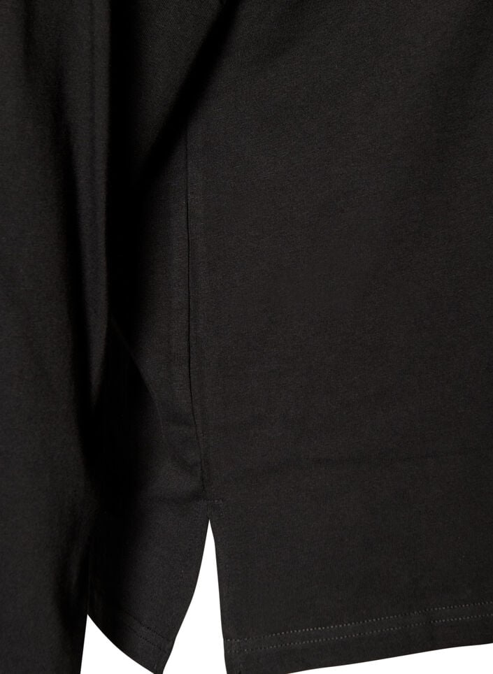 T-shirt Basic avec manches longues, Noir, Packshot image number 3