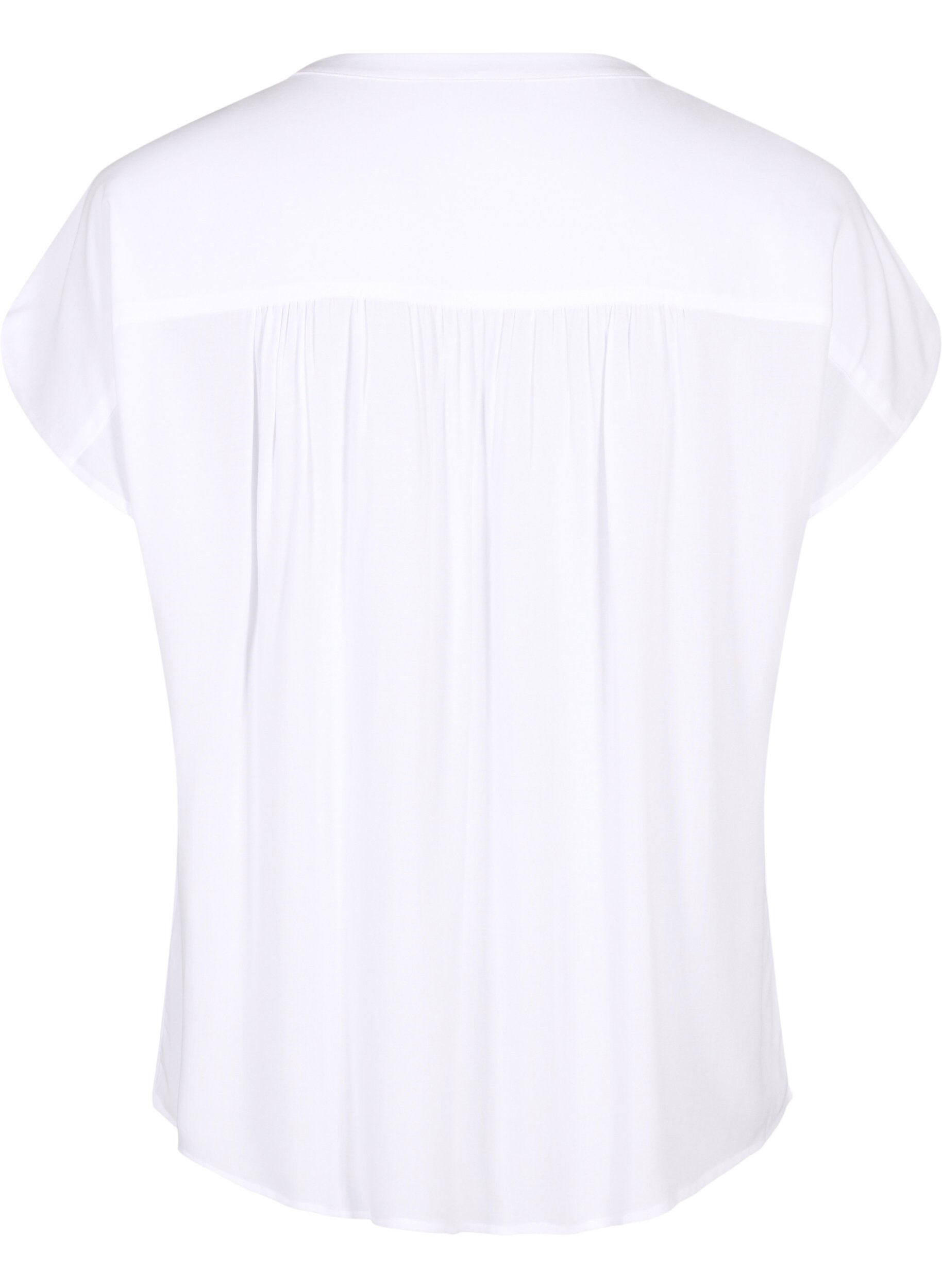 ZizziViscose blouse met kanten afwerking, Bright White, Packshot image number 1