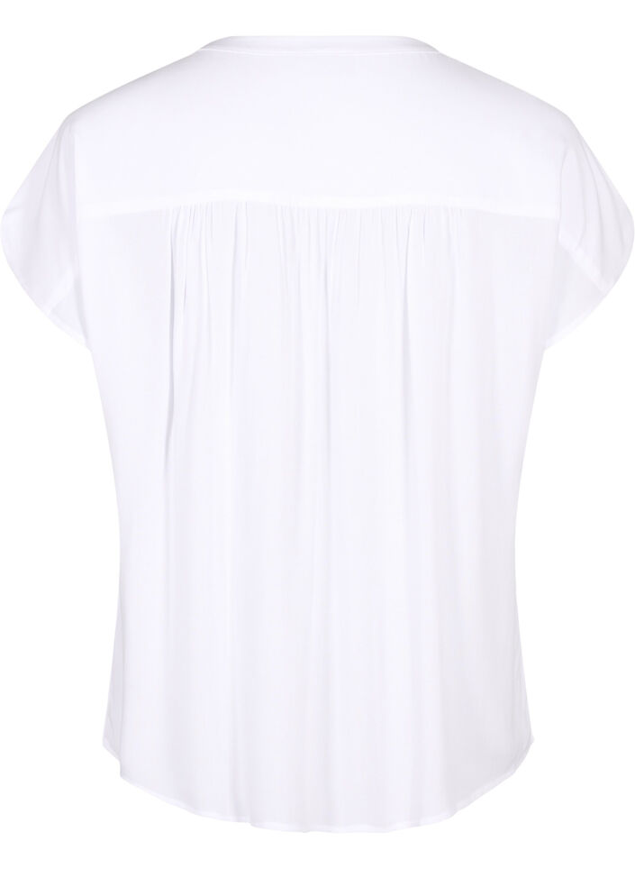 Viscose blouse met kanten afwerking, Bright White, Packshot image number 1