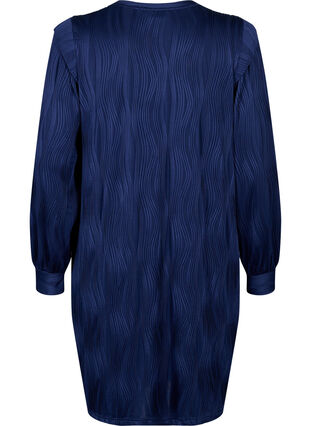 Robes à manches longues avec motif de texture, Maritime Blue, Packshot image number 1