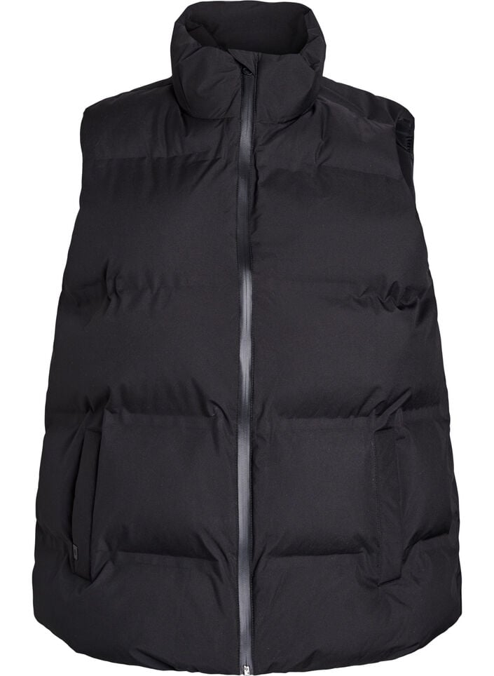 Doudoune sans manches courte avec col montant, Noir, Packshot image number 0