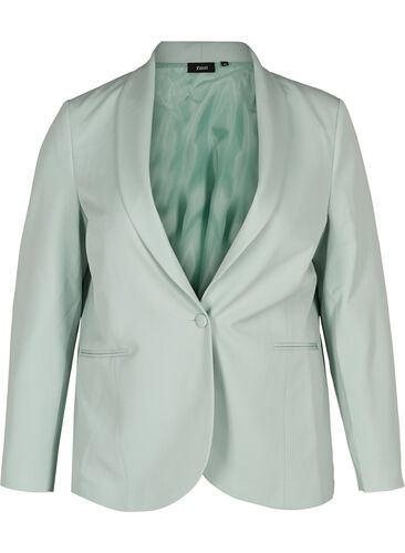 Klassieke blazer met schoudervullingen, Dream Blue, Packshot image number 0