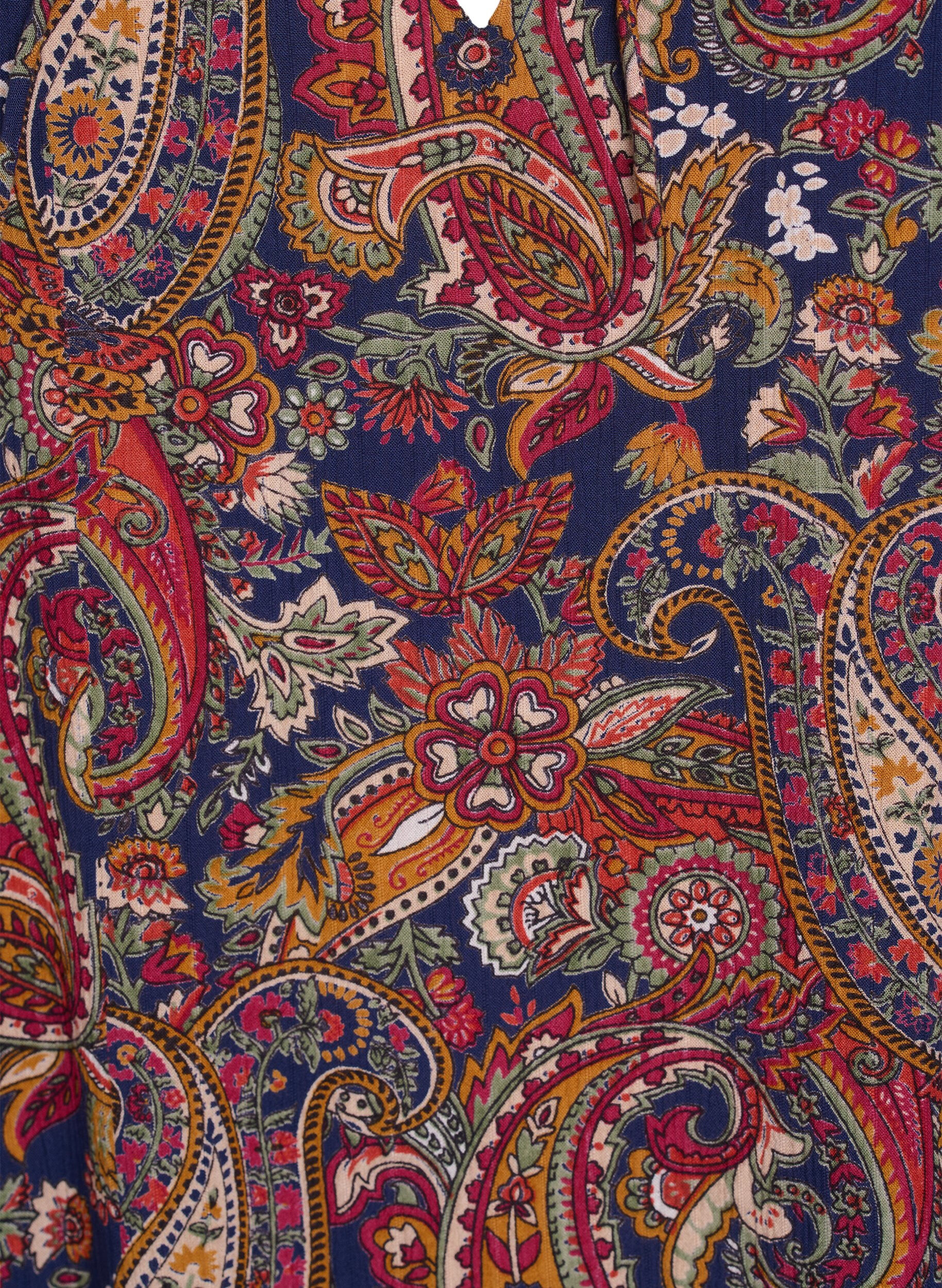 ZizziBlouse en viscose &agrave; imprim&eacute; paisley et manches coudes, Bleu, Packshot image number 2