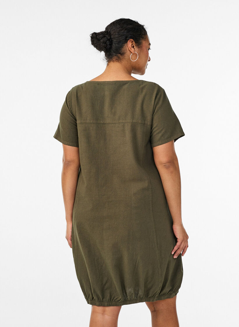 Katoenen jurk met korte mouwen, Groen, Model image number 2