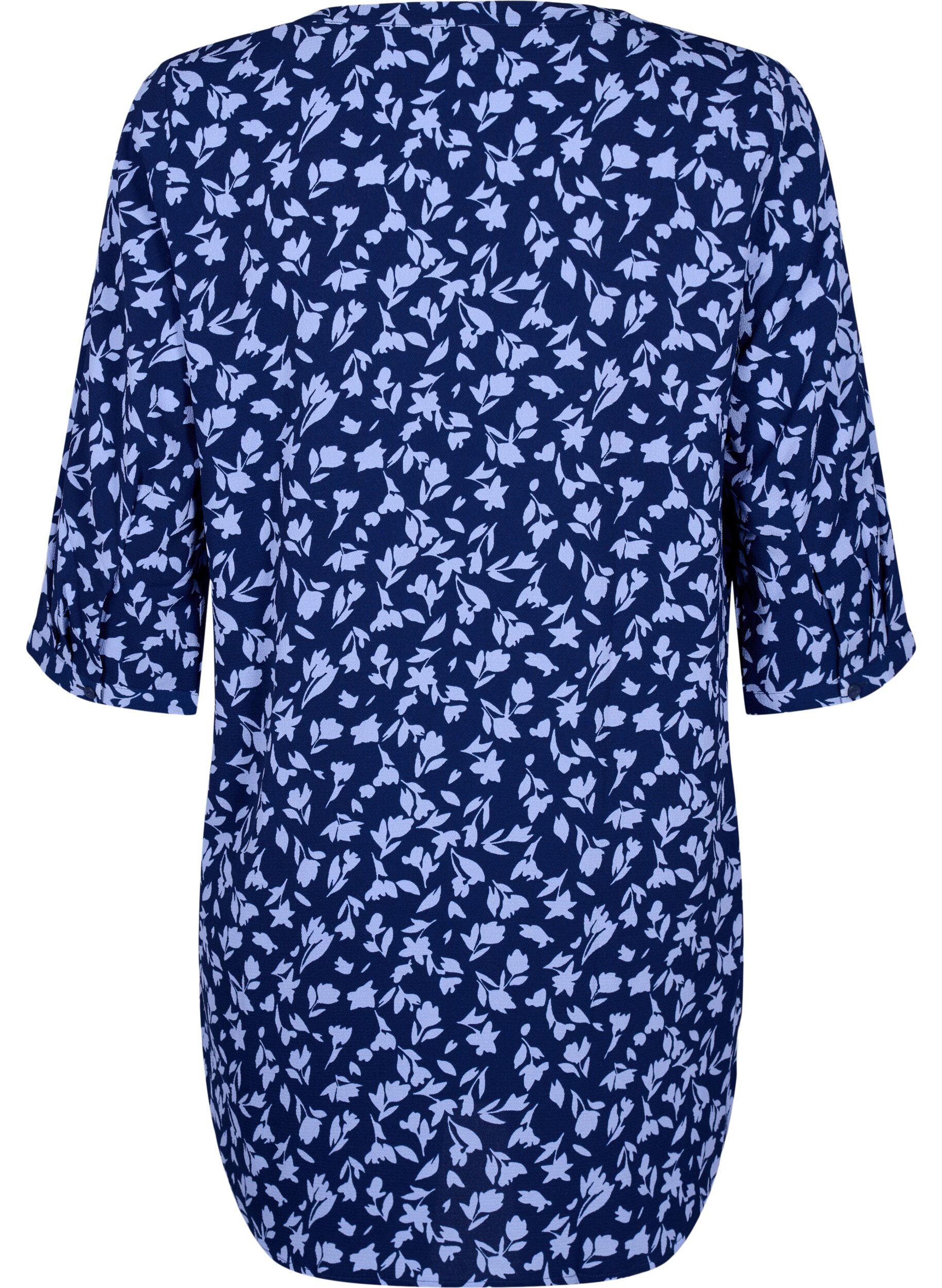 ZizziGebloemde tuniek met 3/4 mouwen, M. Blue Flower AOP, Packshot image number 1