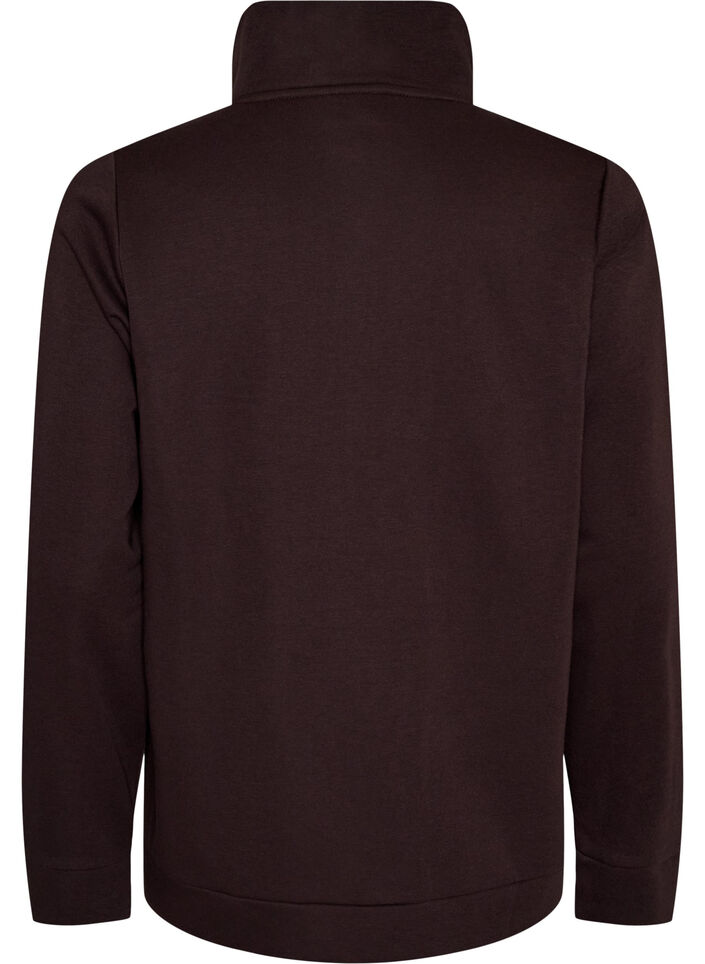 Sweat-shirt avec col montant et fermeture zipp&eacute;e, Marron, Packshot image number 1