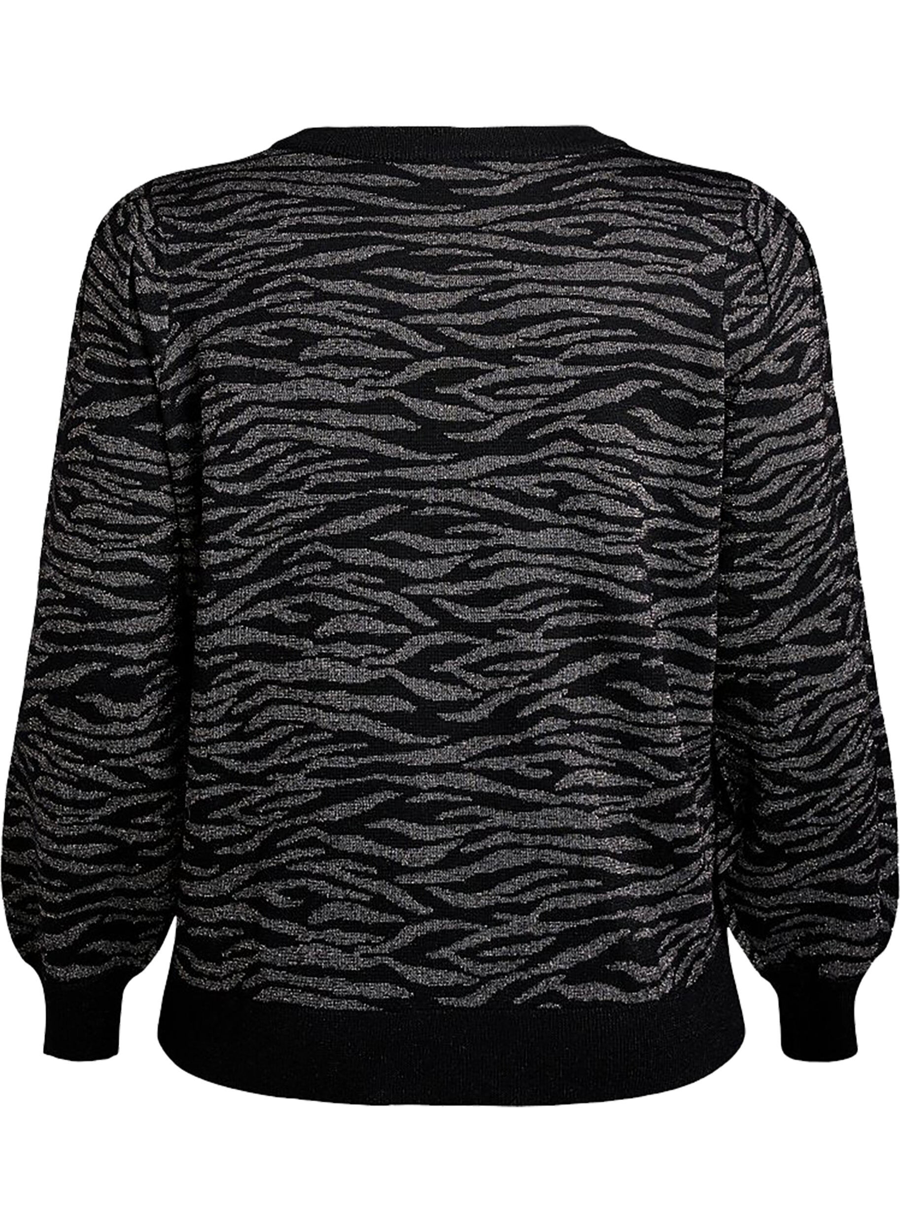 Zizzi Blouse en maille &agrave; motifs avec effet paillet&eacute;, Noir, Packshot image number 1