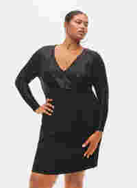 Robe moulante avec structure en paillettes, Black, Model