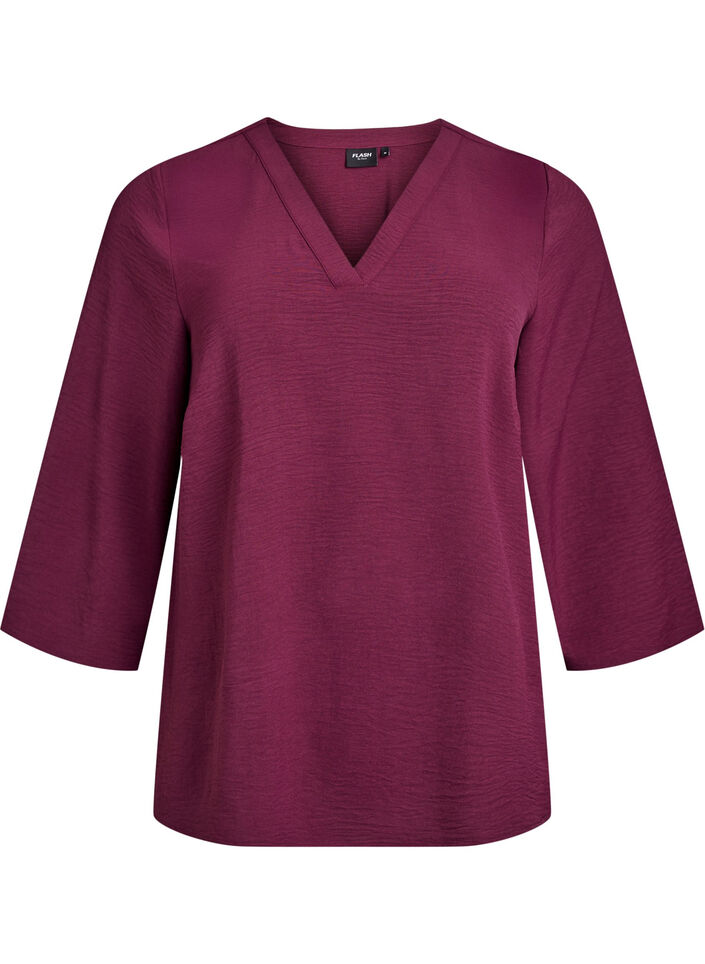 Blouse met 3/4 mouwen, Donker Bordeaux, Packshot image number 0