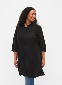 Lang overhemd met 3/4-mouwen van lyocell (TENCEL™), Black, Model