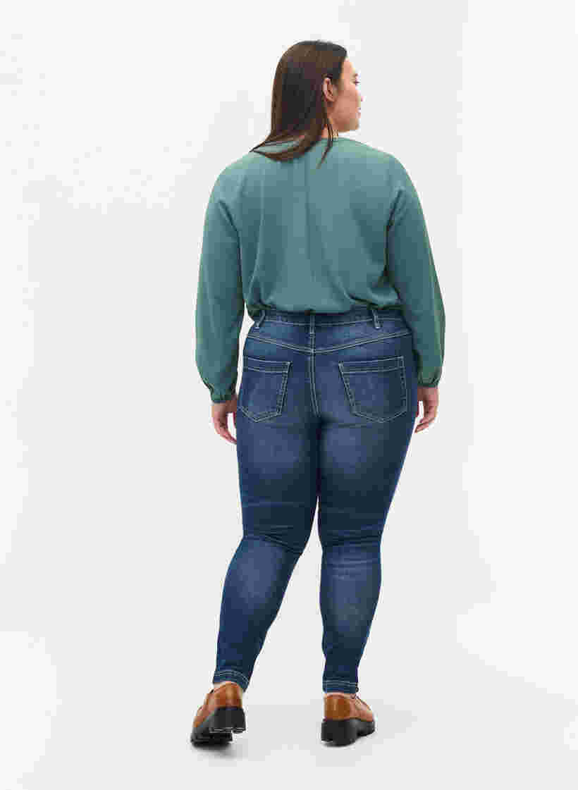 Ripped Amy jeans met super slanke pasvorm, Blue denim, Model image number 1