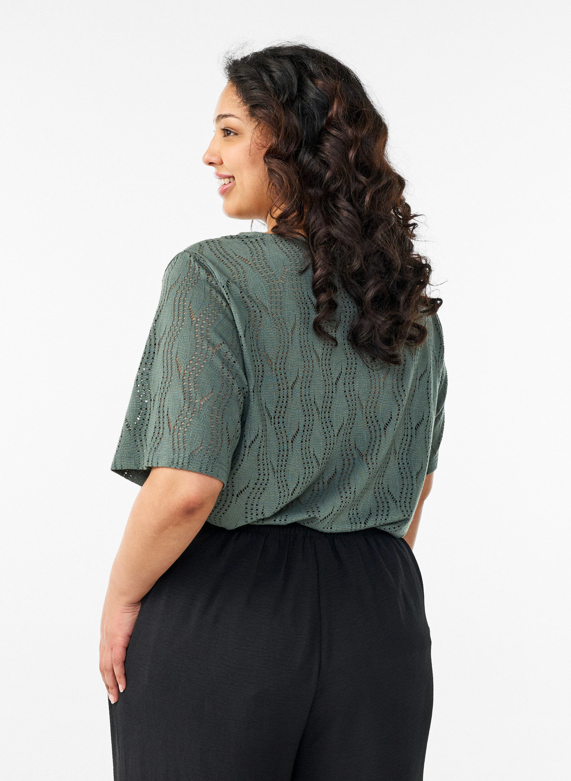 ZizziJersey T-shirt met oogjespatroon, Groen, Model image number 2