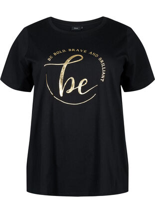 T-shirt en coton biologique avec impression , Black W. Be G. Foil, Packshot image number 0