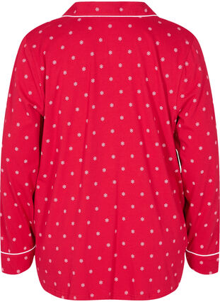 Katoenen pyjama blouse met print, Tango Red AOP, Packshot image number 1