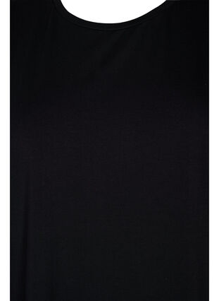 Robe en coton à manches courtes avec fente, Black, Packshot image number 2