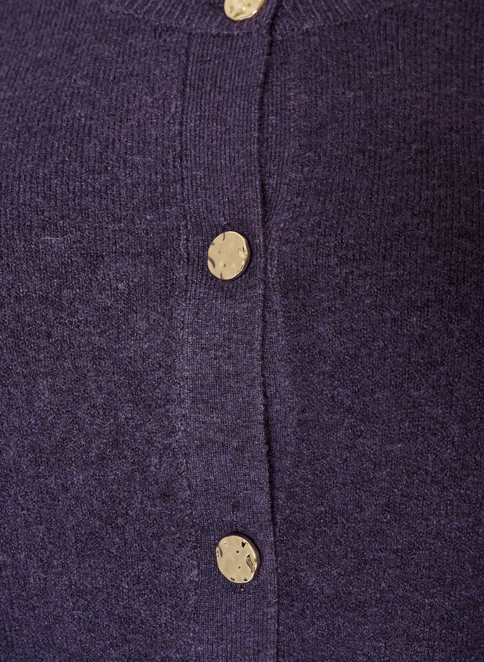 Cardigan in zacht breisel met goudkleurige knopen, Paars, Packshot image number 2
