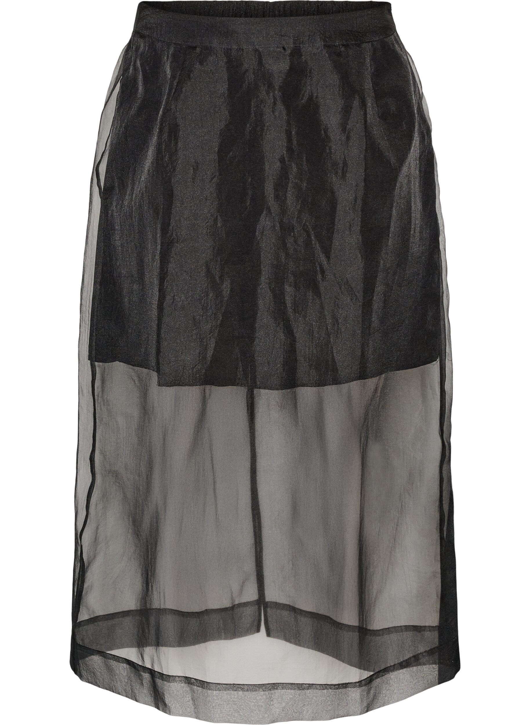 ZizziJupe longue fa&ccedil;on organza, Noir, Packshot image number 0