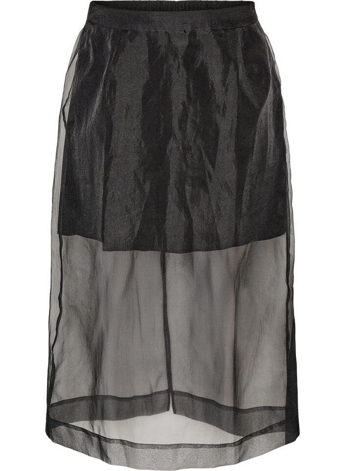 Jupe longue fa&ccedil;on organza, Noir, Packshot image number 0