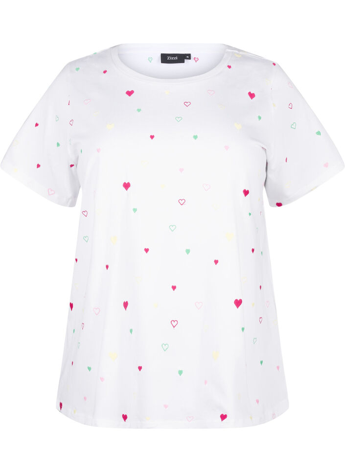 T-shirt van biologisch katoen met hartjes, White Heart Emb., Packshot image number 0