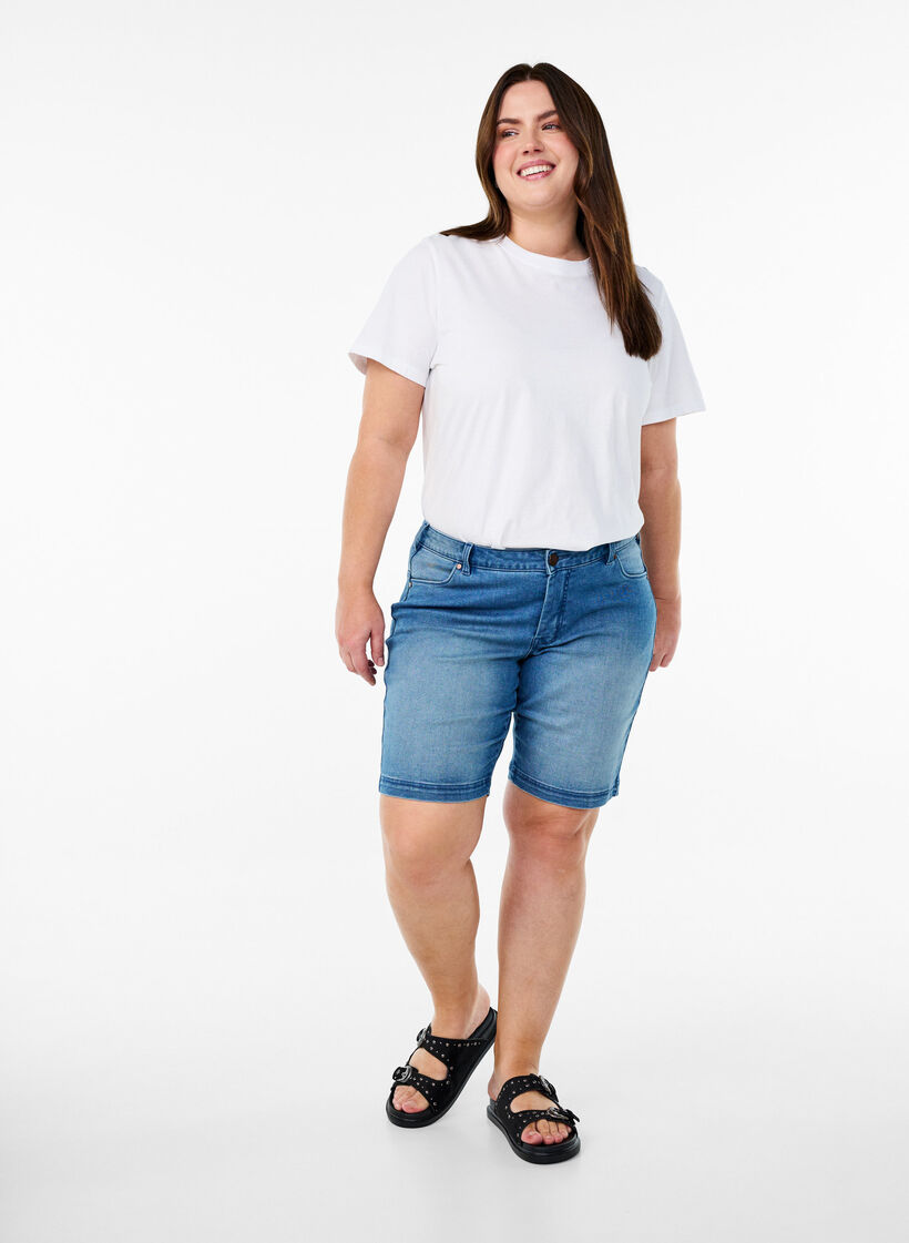 Korte broek Emily, slim fit met normale taille, Blauw, Model image number 1