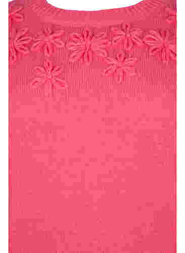 Gebreide trui met bloemendetail, Hot Pink, Packshot image number 2