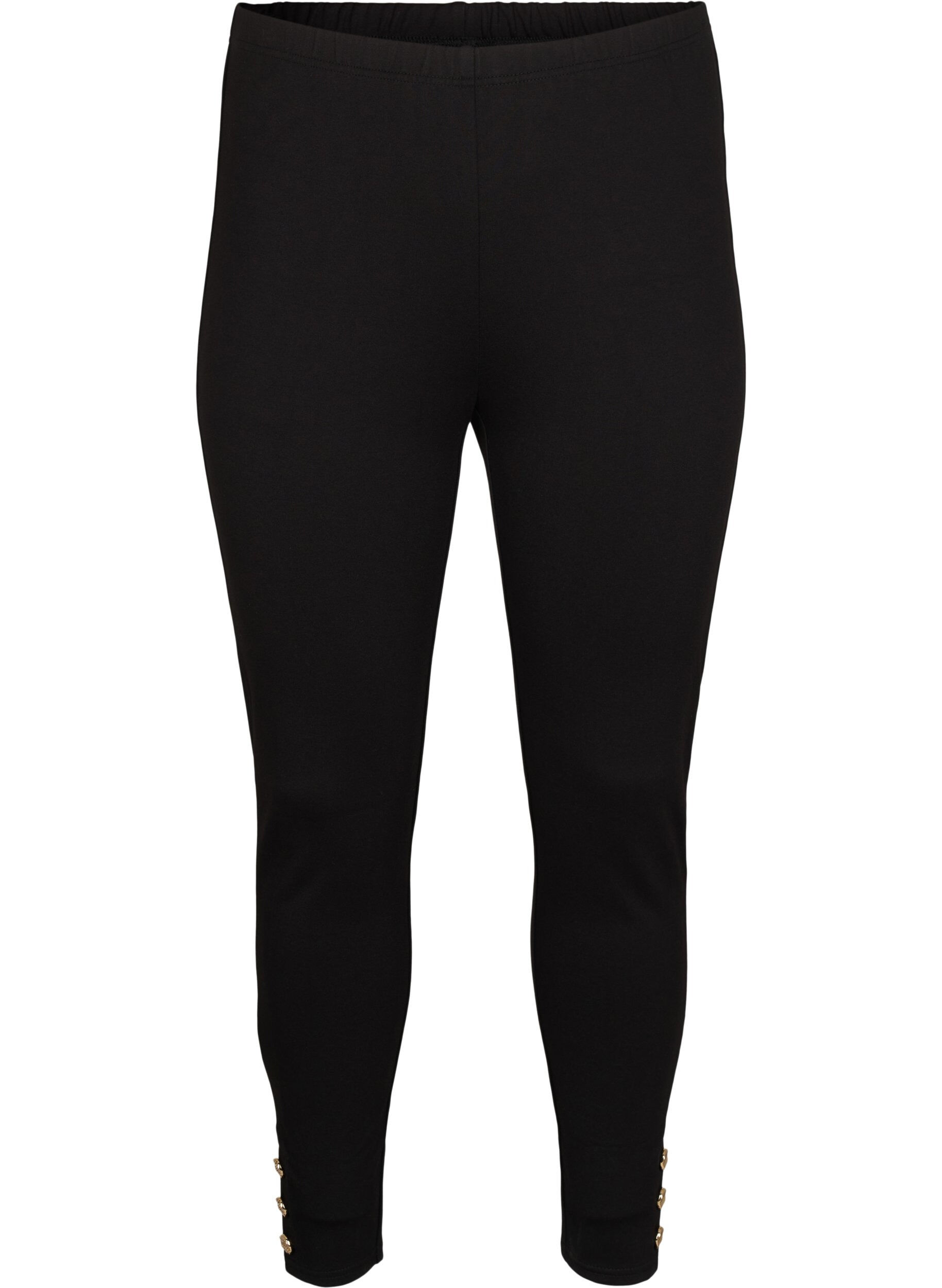 Zizzi Le leggings en viscose avec des d&eacute;tails de bouton, Noir, Packshot image number 0