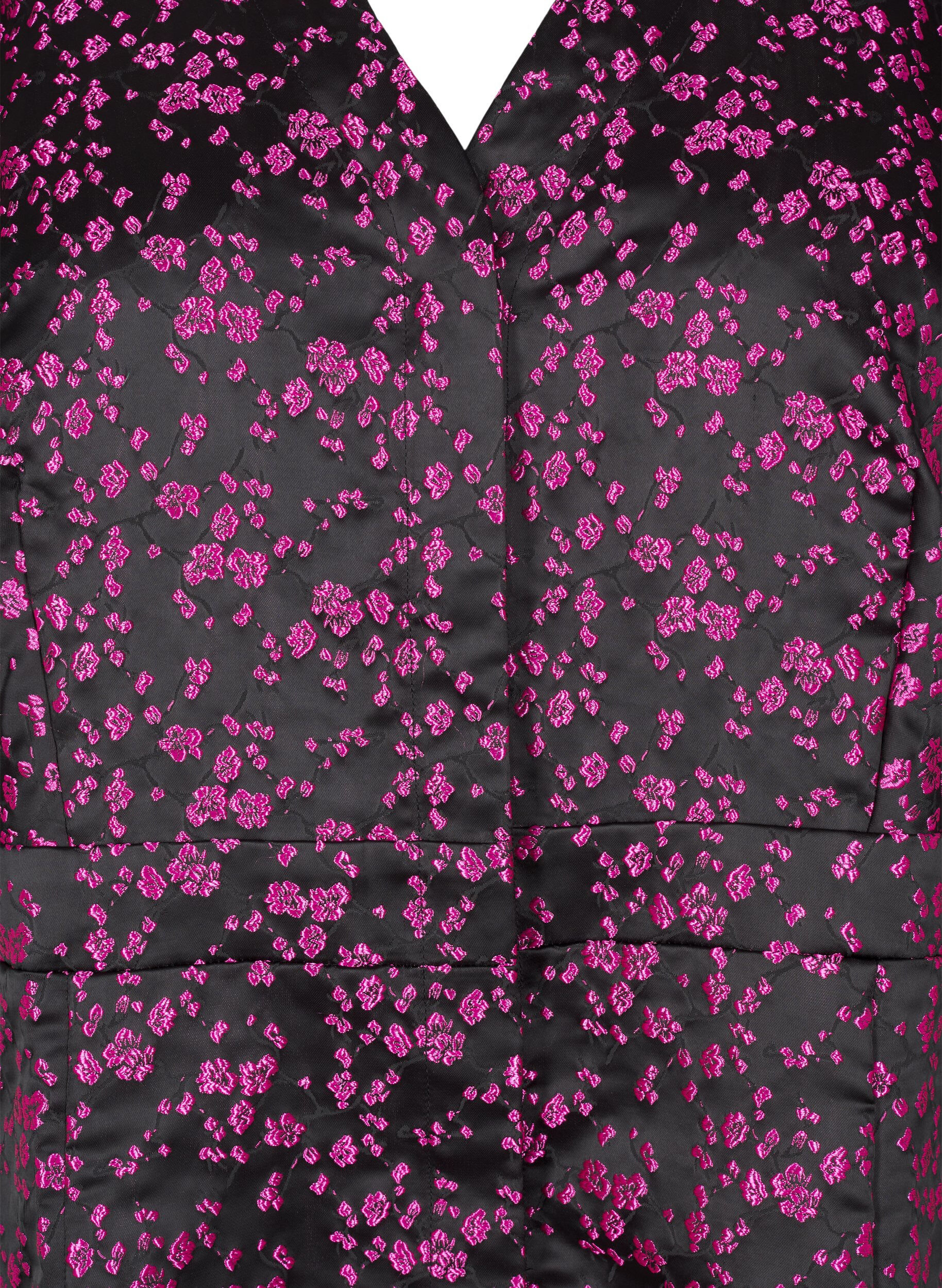Zizzi Robe mi-longue avec fleurs brod&eacute;es, Black Pink Flower, Packshot image number 2