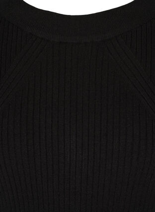 Geribbelde gebreide blouse met ballonmouwen, Black, Packshot image number 2
