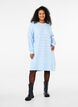 Gebreide jurk met splitjes en kantpatroon, Cashmere Blue Mel., Model image number 2