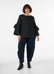 Boucl&eacute; jasje met ruchesdetails, Zwart, Model image number 1