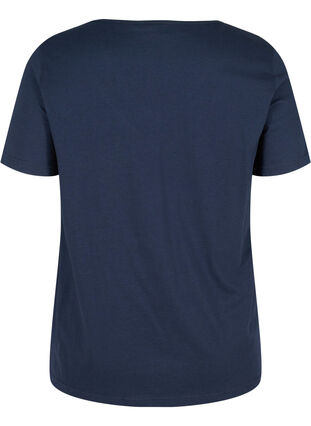 T-shirt à manches courtes avec col en V et résille, Navy Blazer, Packshot image number 1