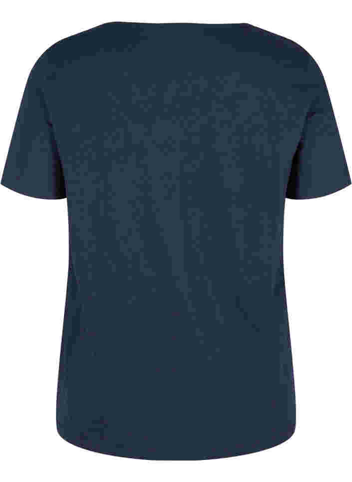 T-shirt met korte mouwen, v-hals en mesh, Navy Blazer, Packshot image number 1