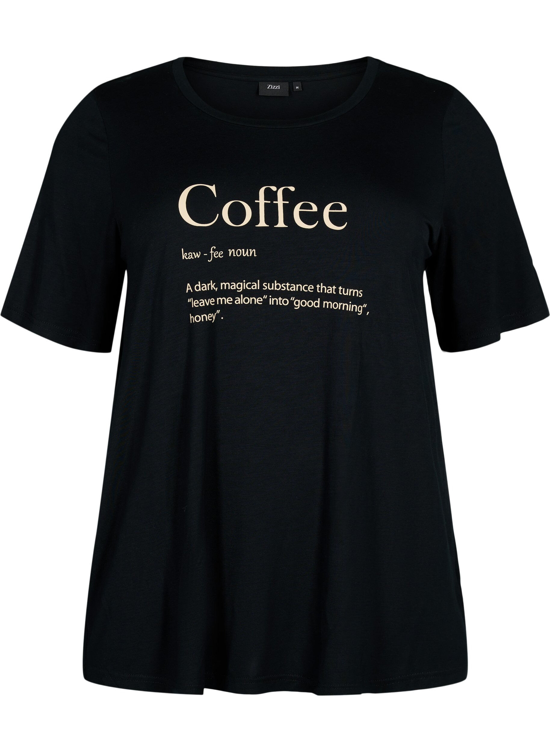 ZizziNachtshirt van viscose met korte mouwen, Black Coffee, Packshot image number 0