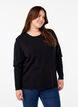 Gebreide blouse met ronde hals, Zwart, Model image number 0