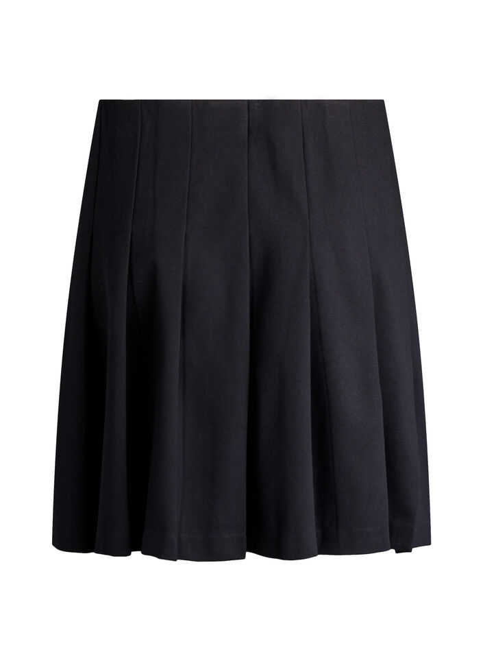 Jupe courte pliss&eacute;e &agrave; taille &eacute;lastique, Noir, Packshot image number 1
