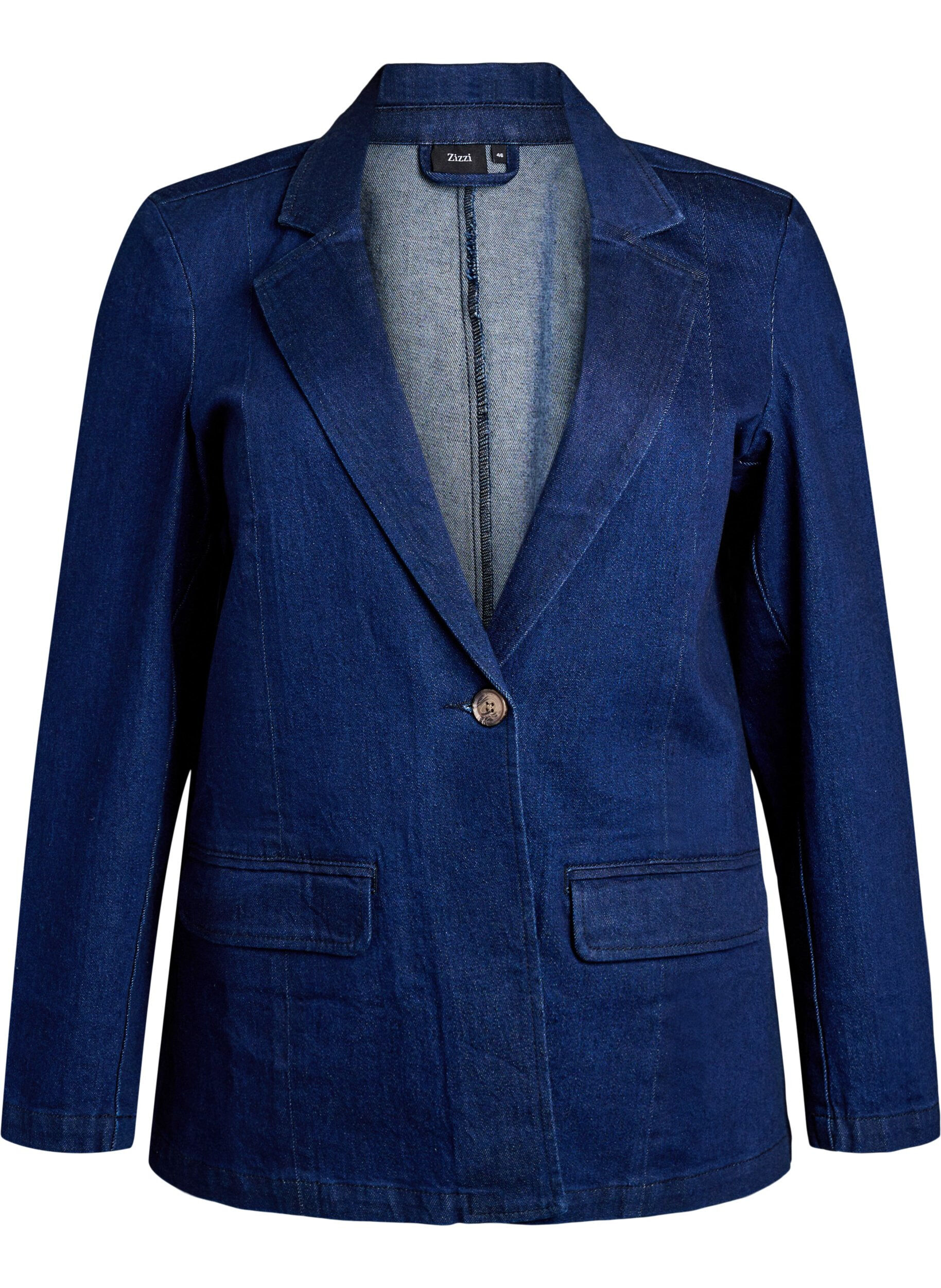 ZizziDenim blazer met zakken, Blauw, Packshot image number 0