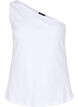 One-shoulder top in katoen, Bright White, Packshot image number 0